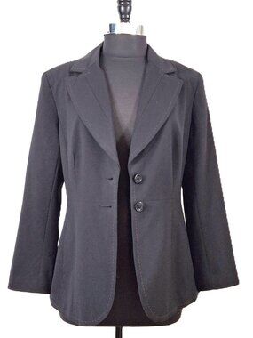 Ricki’s Sz 12 Womans Matte Black Tailored Suit Blazer Jacket Pick Stitch Lined
